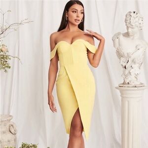 Lavish Alice Aubrey Bustier Corset Off The Shoulder Dress Lemon Size 2 NWT